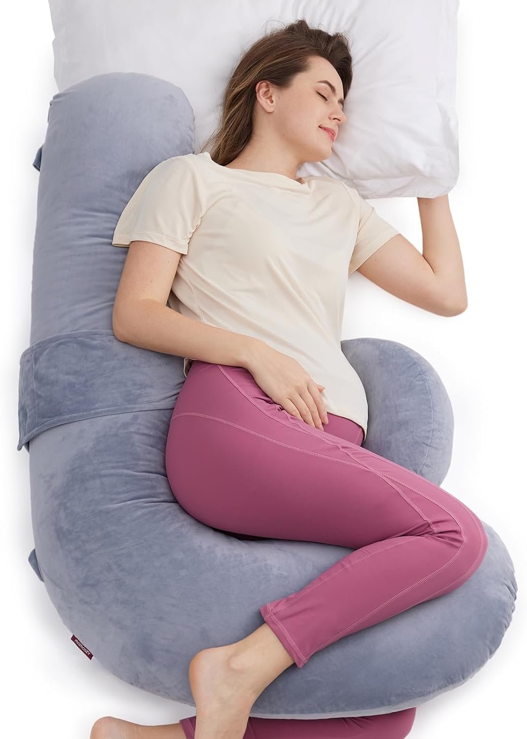 Momcozy Original F Shaped Pregnancy Pillow with Adjustable Wedge Pillow