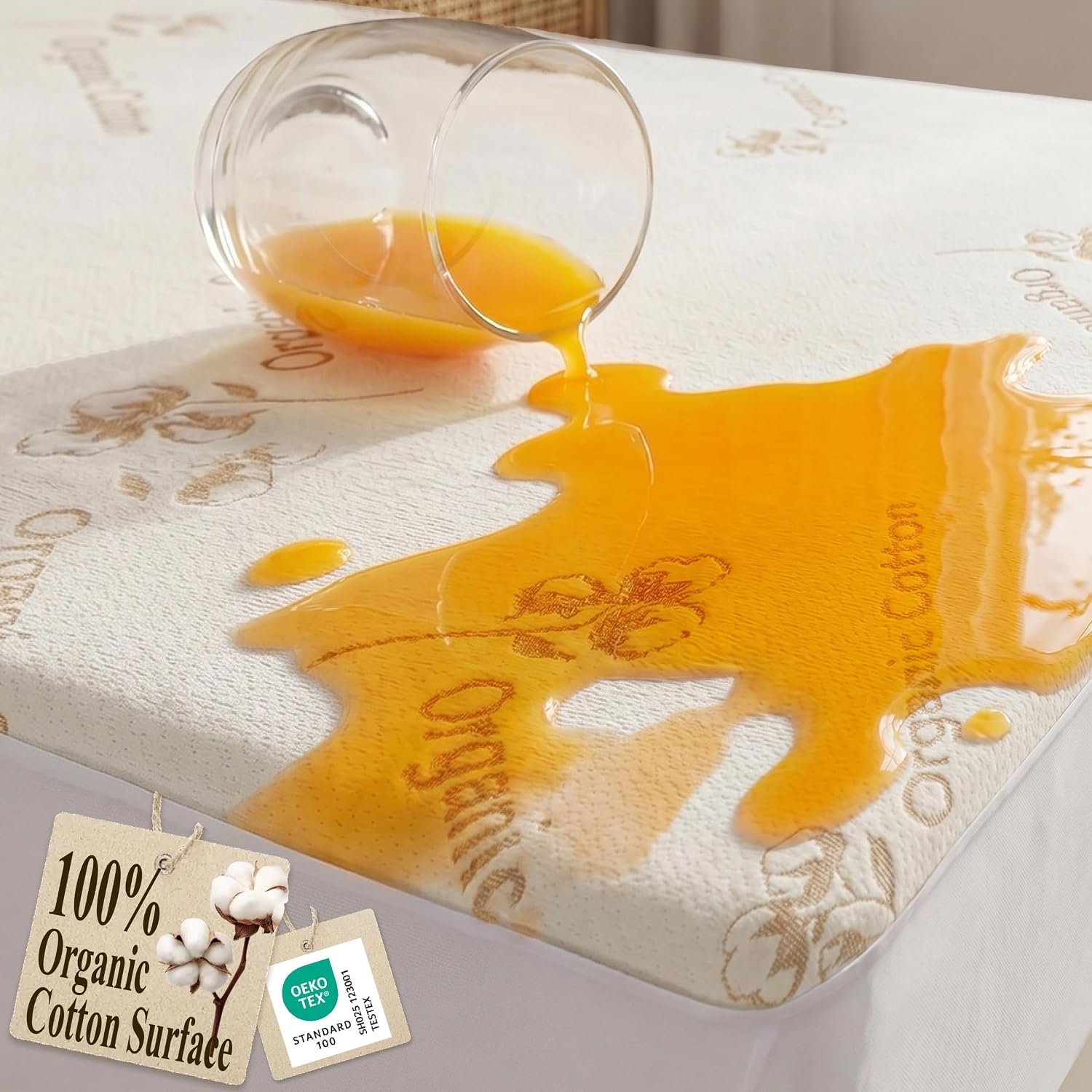 Organic Cotton Surface Mattress Protector Waterproof, Queen Size
