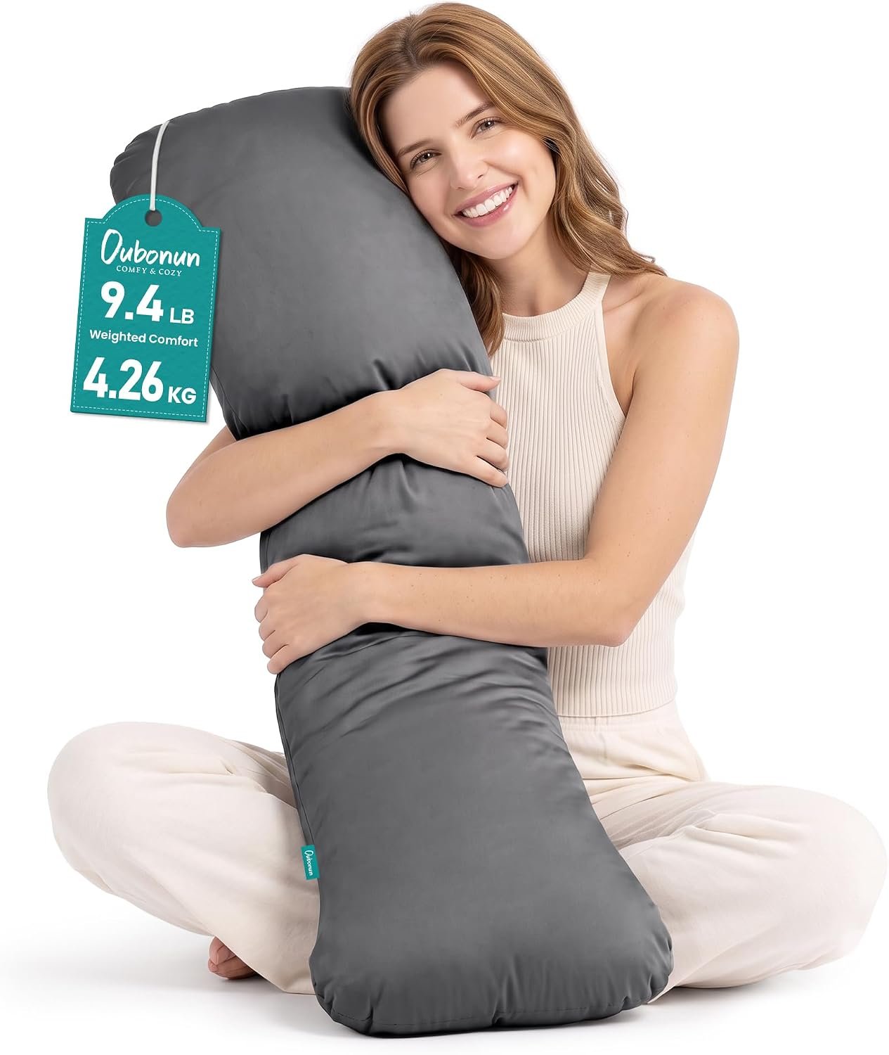 Oubonun Weighted Body Pillow for Side Sleepers, 41x10in 7.15lbs