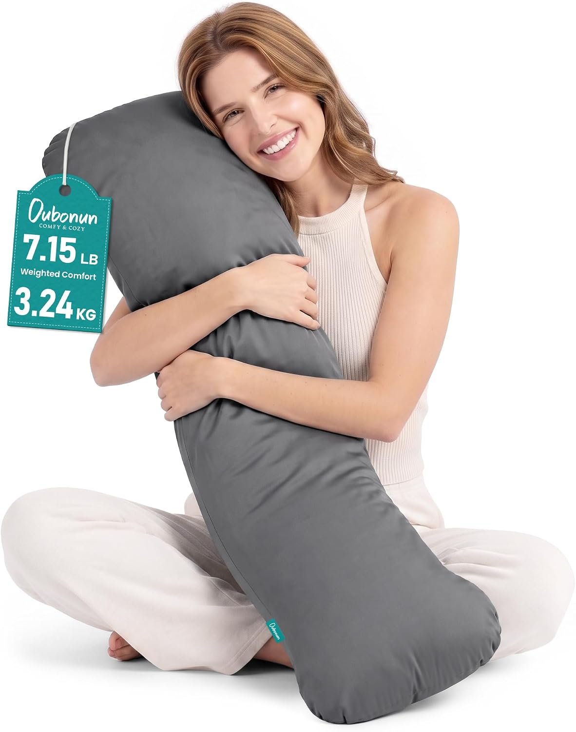 Oubonun Weighted Body Pillow for Side Sleepers, 41x10in 7.15lbs