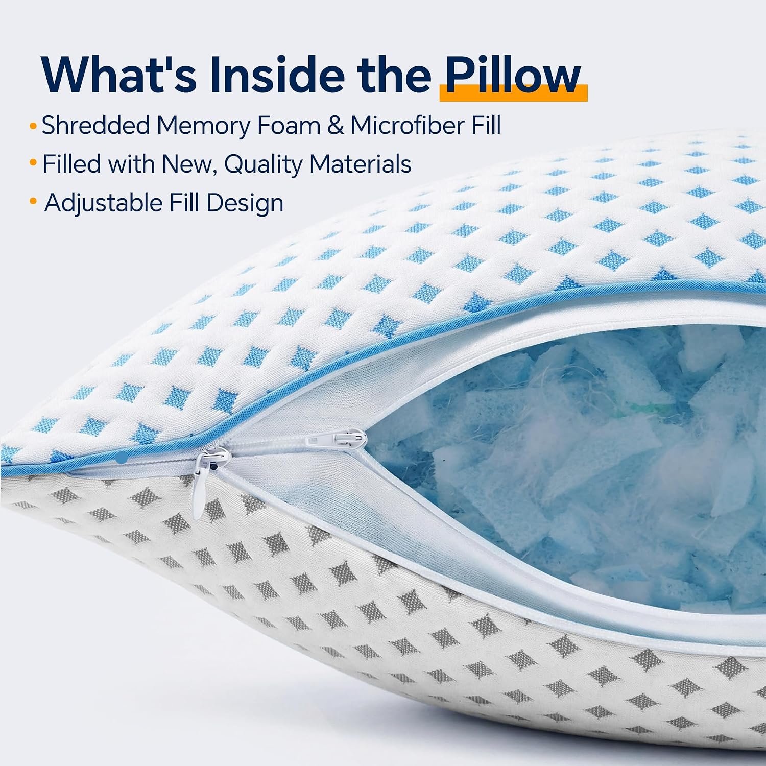 Pillows Queen Size Set of for Sleeping, Cooling Adjustable Memory Foam Pillows, Dual Fill Design Helps Maintain Shape