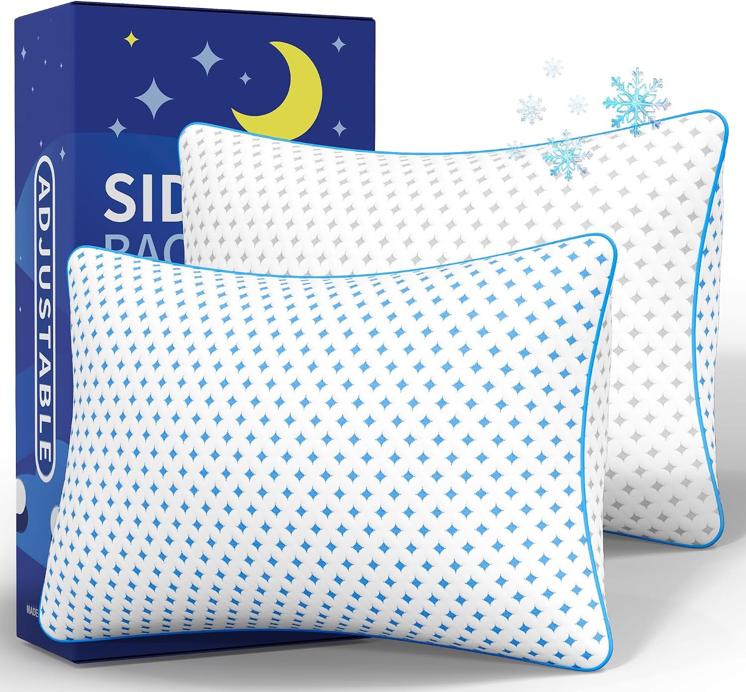 Pillows Queen Size Set of for Sleeping, Cooling Adjustable Memory Foam Pillows, Dual Fill Design Helps Maintain Shape