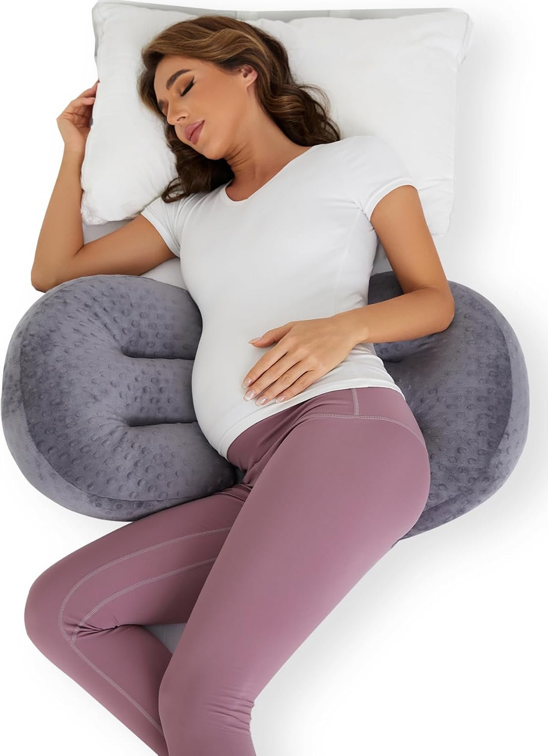 Portable Pregnancy Pillow – W Shaped Maternity Support for Side Sleepers, Adjustable Travel Wedge Pillow for Back, Belly, and