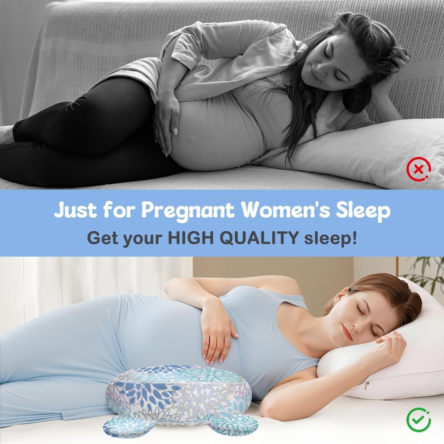 Pregnancy Pillow for Sleeping,Maternity Pillow with Cooling,Maternity Support for Back and Hip Relief,Soft and Comfortable