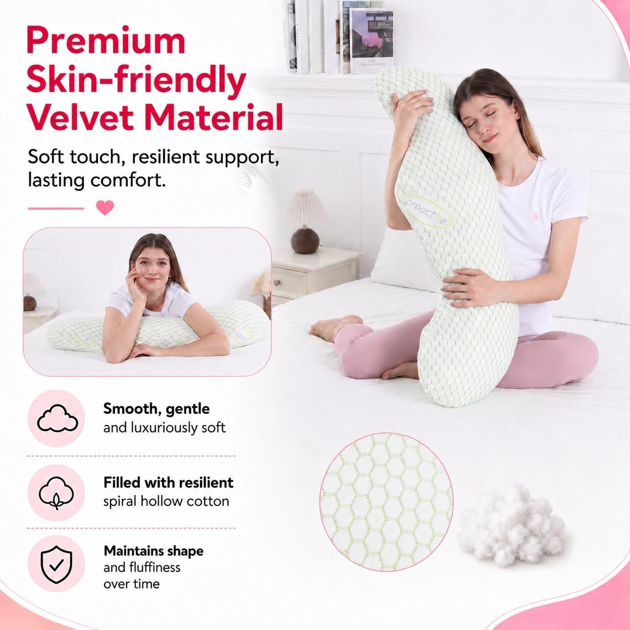 Pregnancy Pillows for Sleeping - Full Body Pillow for Pregnant Women Sleeping, Support for Back, Belly, Legs, Hips Green