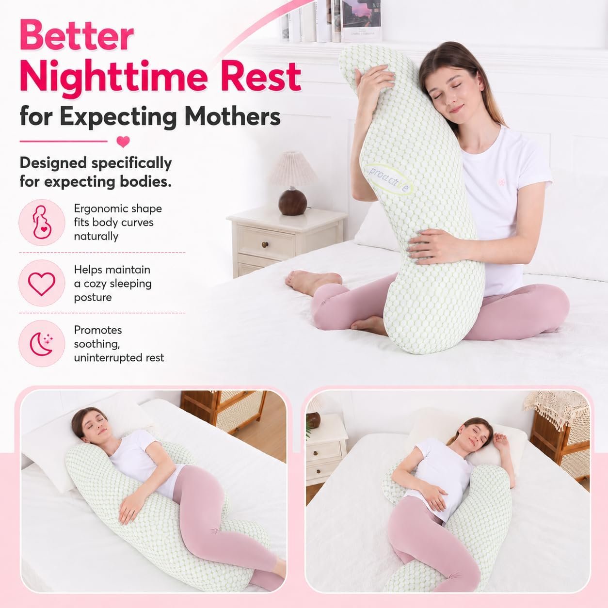 Pregnancy Pillows for Sleeping - Full Body Pillow for Pregnant Women Sleeping, Support for Back, Belly, Legs, Hips Green