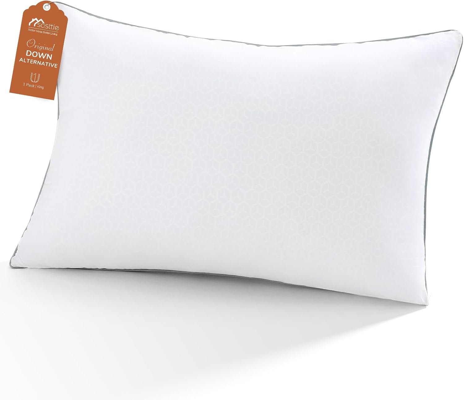 Sasttie Firm Pillows Queen Size Set of 2, Bed Pillows for Side, Back, and Stomach Sleepers - Oeko-Tex Certified Down