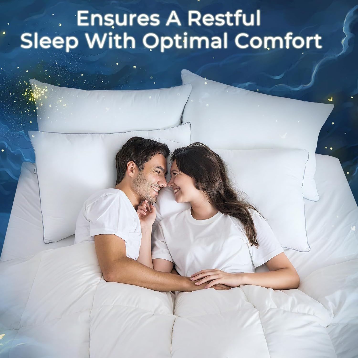 Sasttie Firm Pillows Queen Size Set of 2, Bed Pillows for Side, Back, and Stomach Sleepers - Oeko-Tex Certified Down