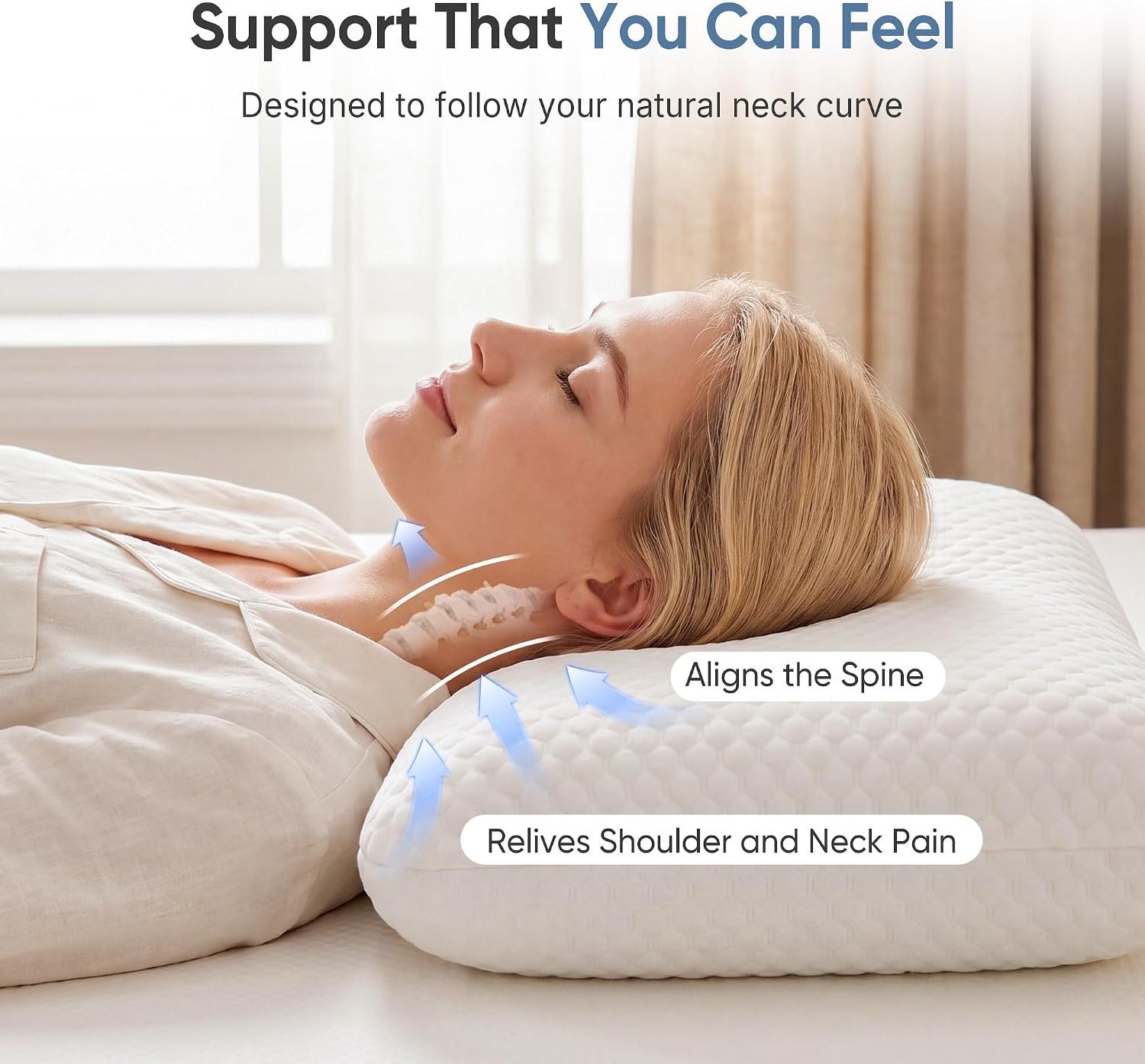 Sweetcrispy Cooling Gel Memory Foam Pillows for Sleeping, Back and Side Sleeper Support, Standard Size and Medium Firm, Bed