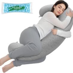 TranquilRelax C Shaped Body Pillow for Side Sleepers, Grey-53"*10"