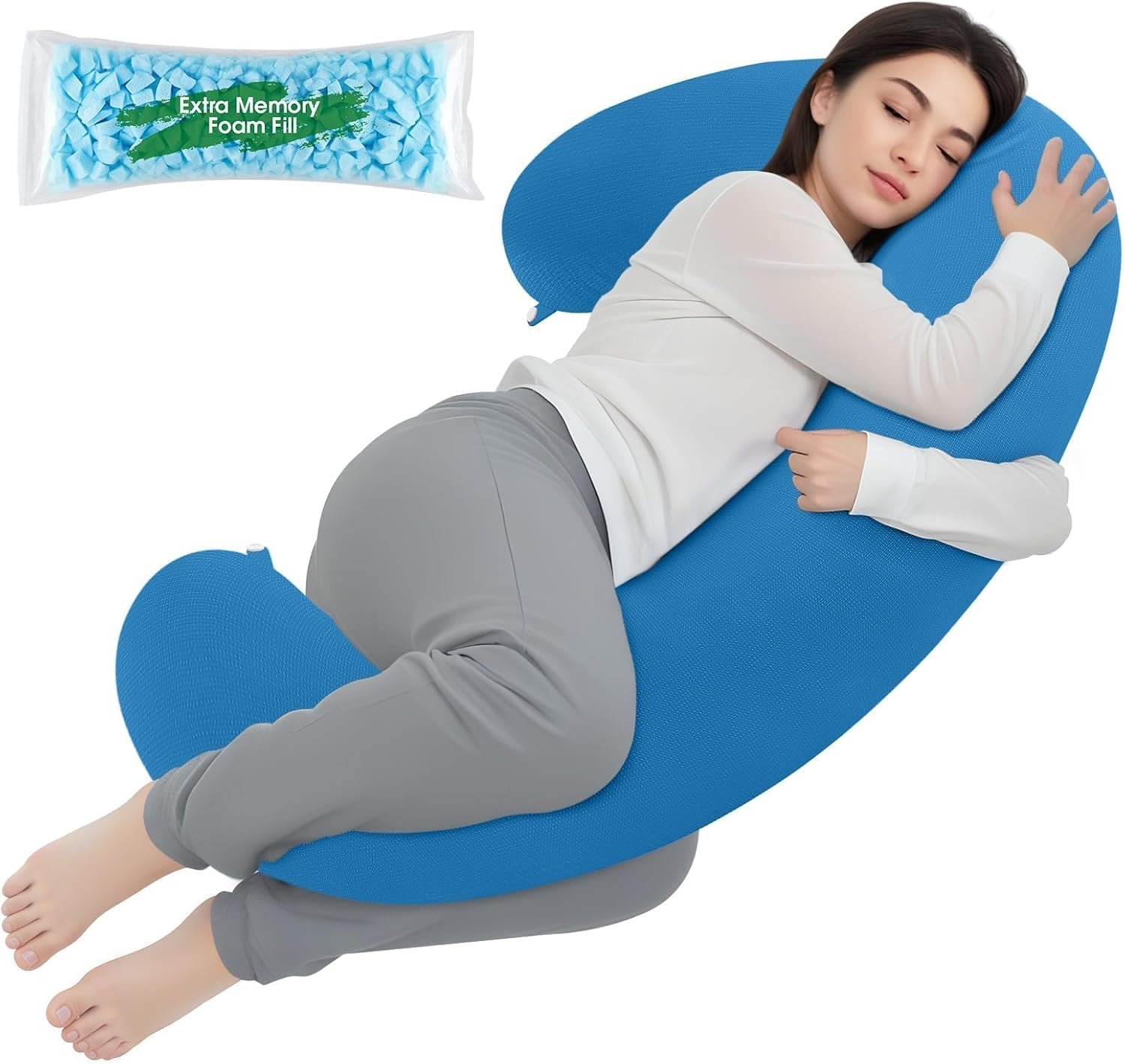 TranquilRelax C Shaped Body Pillow for Side Sleepers, Grey-53"*10"