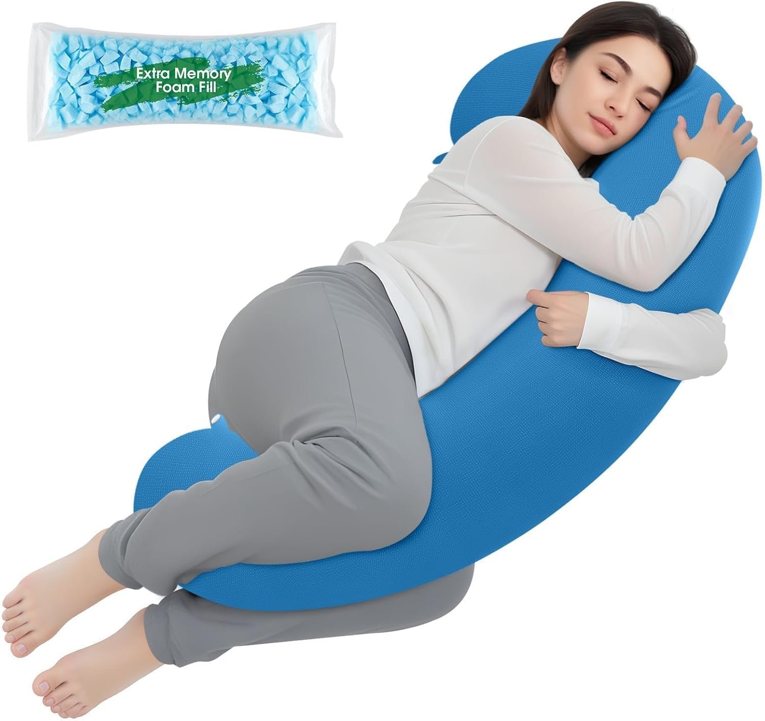 TranquilRelax C Shaped Body Pillow for Side Sleepers, Grey-53"*10"