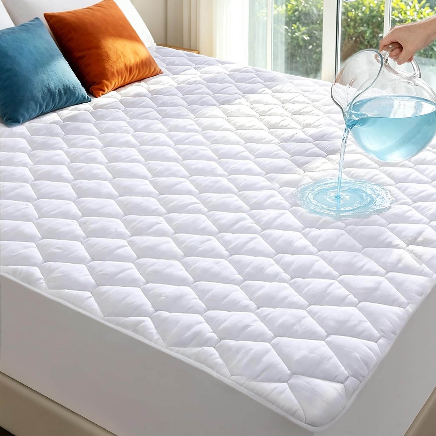 Twin Mattress Pad Waterproof Washable Noiseless Up to Inch 2PACK