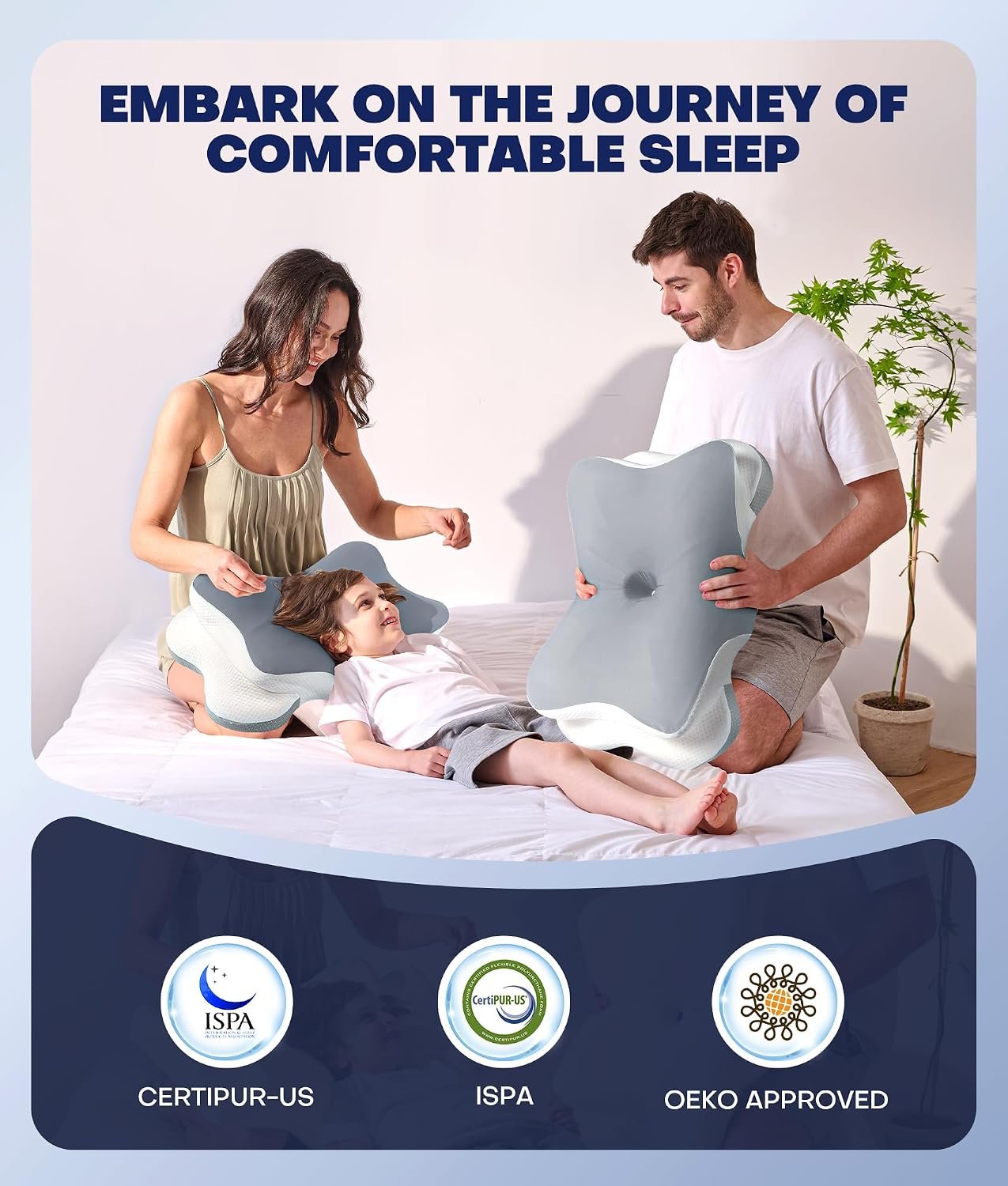 Ultra Pain Relief Cervical Neck Pillow for Sleeping, 5X Support Ergonomic Contour Pillow for Deep Sleep, Cooling Memory Foam