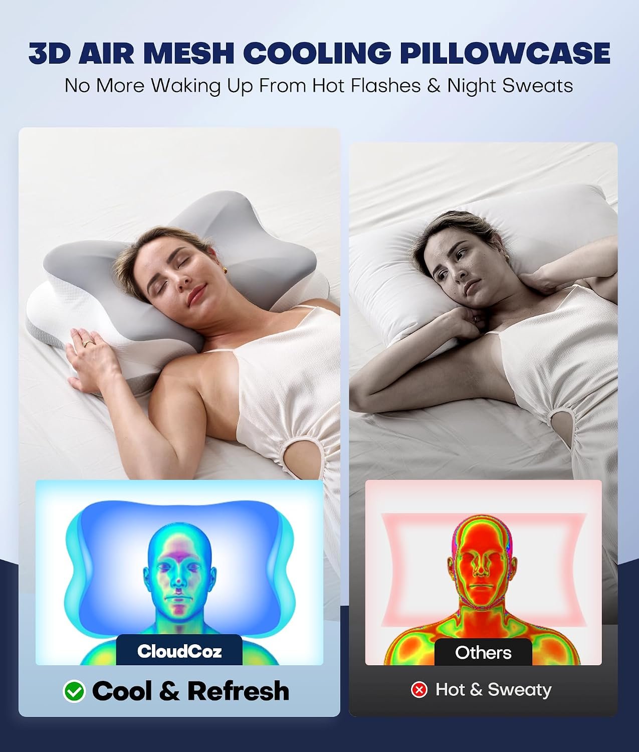 Ultra Pain Relief Cervical Neck Pillow for Sleeping, 5X Support Ergonomic Contour Pillow for Deep Sleep, Cooling Memory Foam