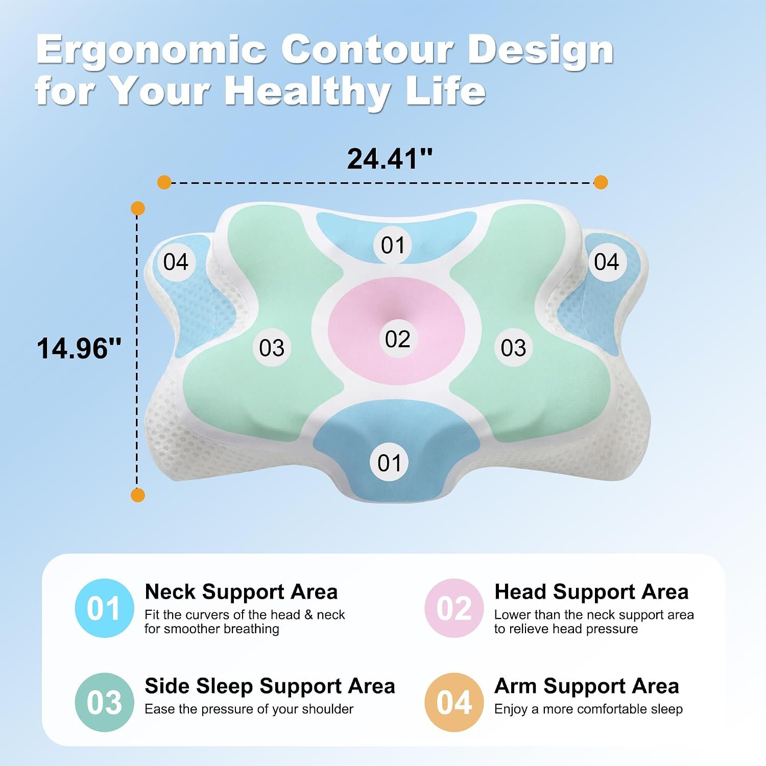 VYLEE Cervical Neck Pillow, Memory Foam Contour Pillow (Grey) VYLEE Cervical Neck Pillow, Memory Foam Contour Pillow (Grey)