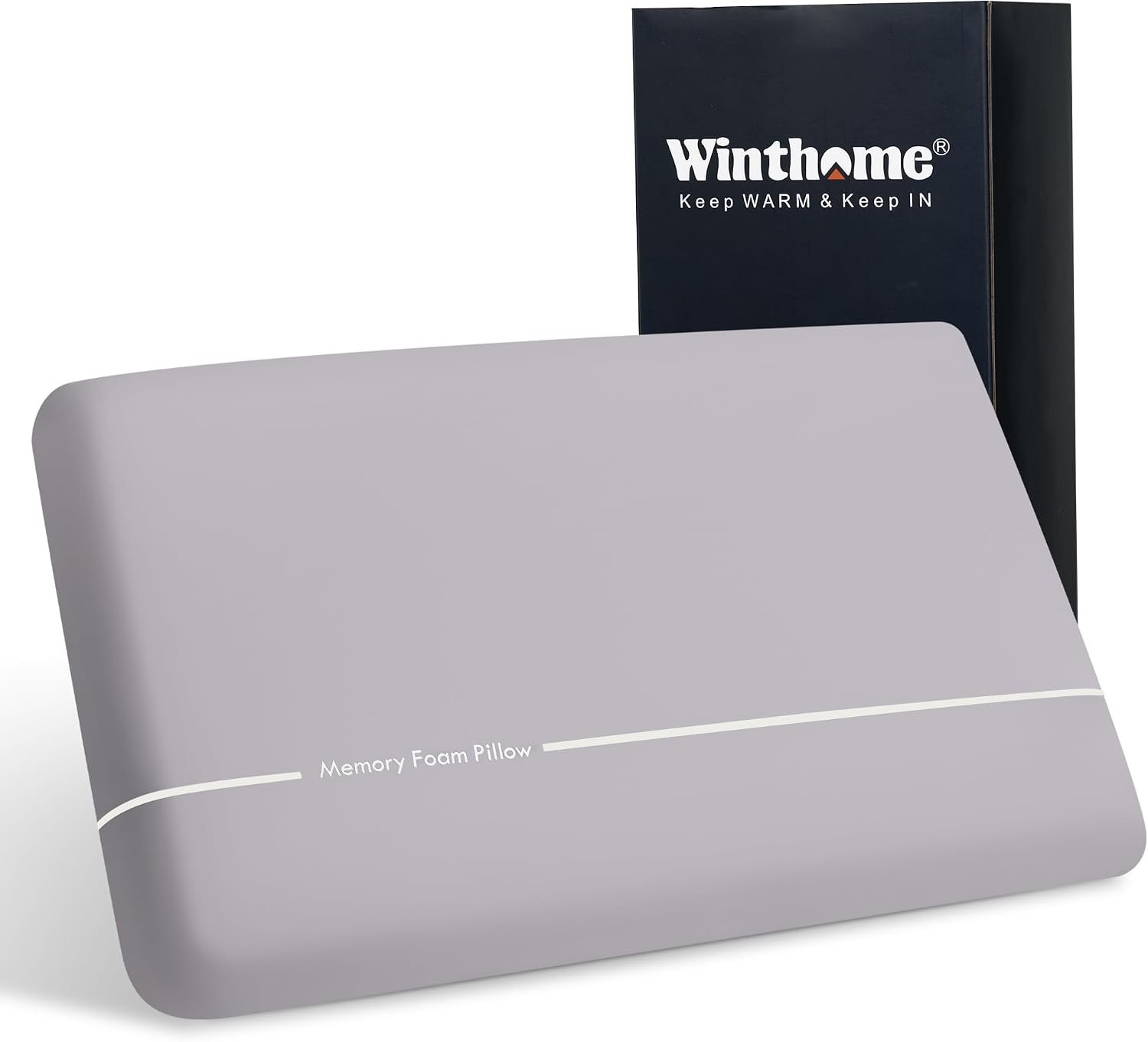 Winthome Memory Foam Pillow for Deep Sleep, Two-Sided Soft and Firm (Grey)