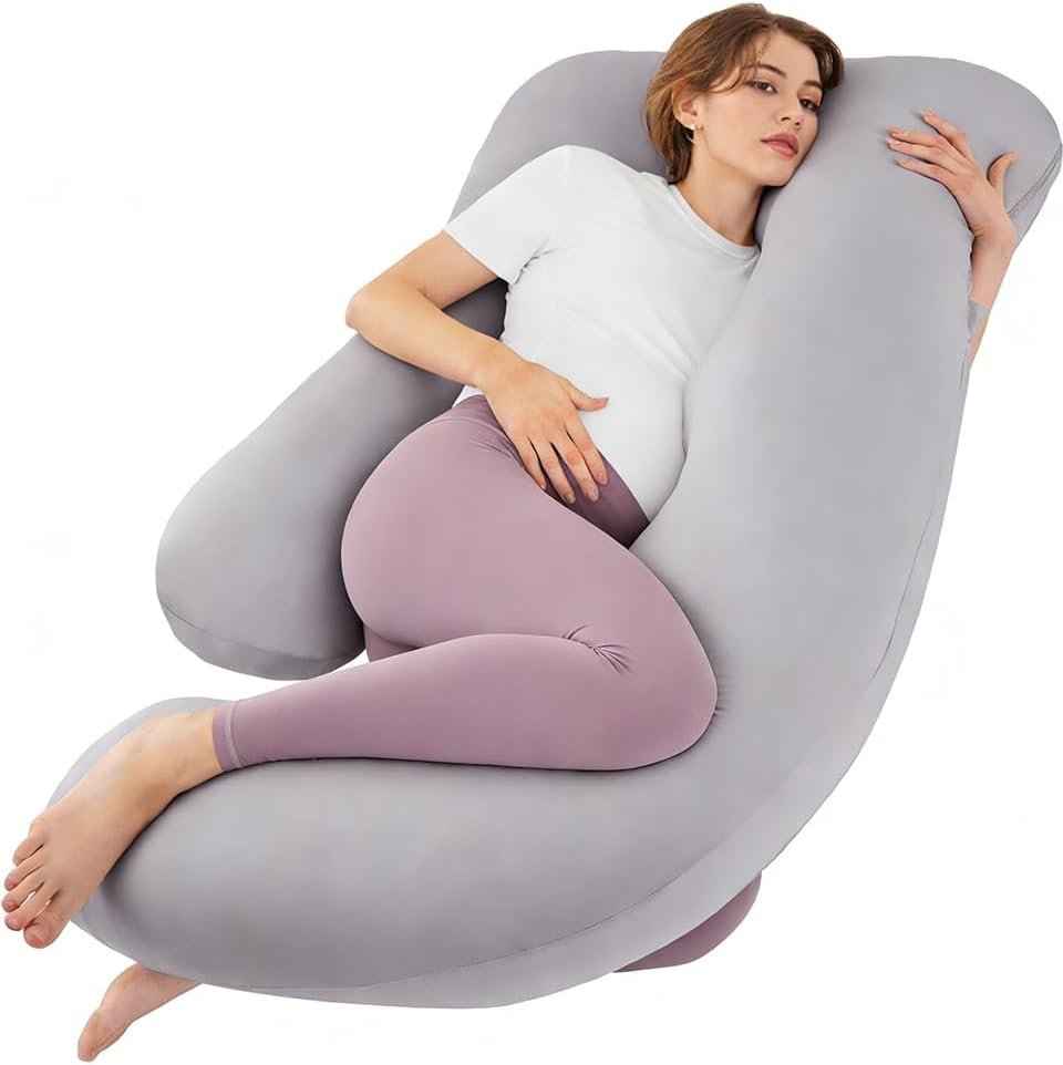 ZZZhen Pregnancy Pillow for Sleeping, G Shaped Maternity Pillow - Inch with Grey Microfiber Removable Cover, Multi- Use