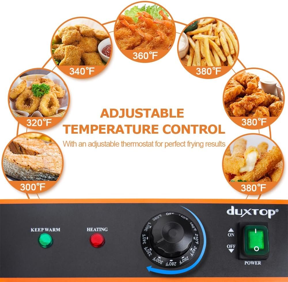 Duxtop Commercial Deep Fryer with Basket, Professional Induction Deep Fryer with Drain System 8.5QT/8L, 3000 Watts, Stainless Steel Easy to Clean for Restaurant Mobile Catering Food Cooking, 208-240V